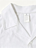 Old Money Style Men's Cuban Collar Short Sleeve Shirt, Linen Texture, Lightweight and Breathable Outdoor Casual Shirt - White