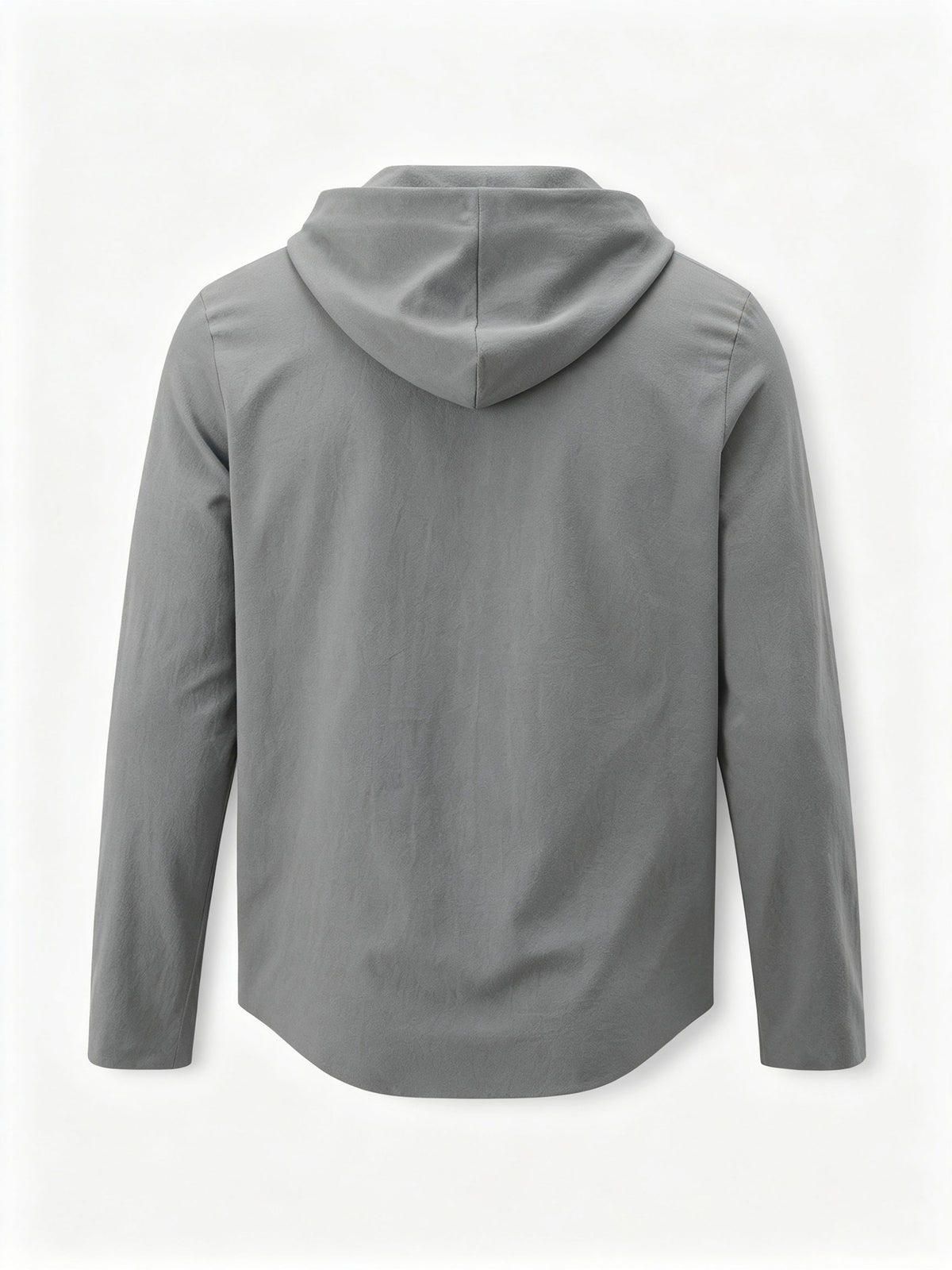 Men'S Fashion Hoodie Linen Long Sleeve Hooded Top Shirt Henley Shirt Linen Texture Hooded Henley Long Sleeve Shirt Men'S Half Button Wooden Button Drawstring Hoodie Vacation Style Loose Roll-Up Sleeve Casual Top - Grey