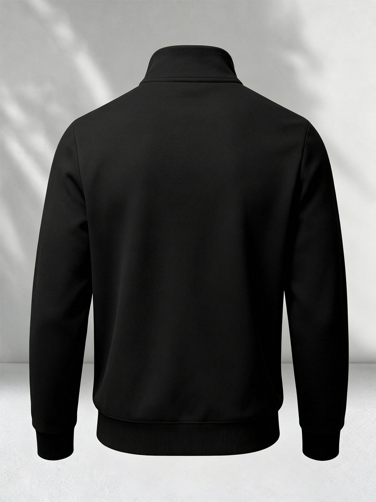 Men's Fashion Half-Zip Stand Collar Sweatshirt, Simple Red and Black Striped Logo Pattern, Autumn/Winter Casual Comfortable Versatile Sport Sweatshirt - Black