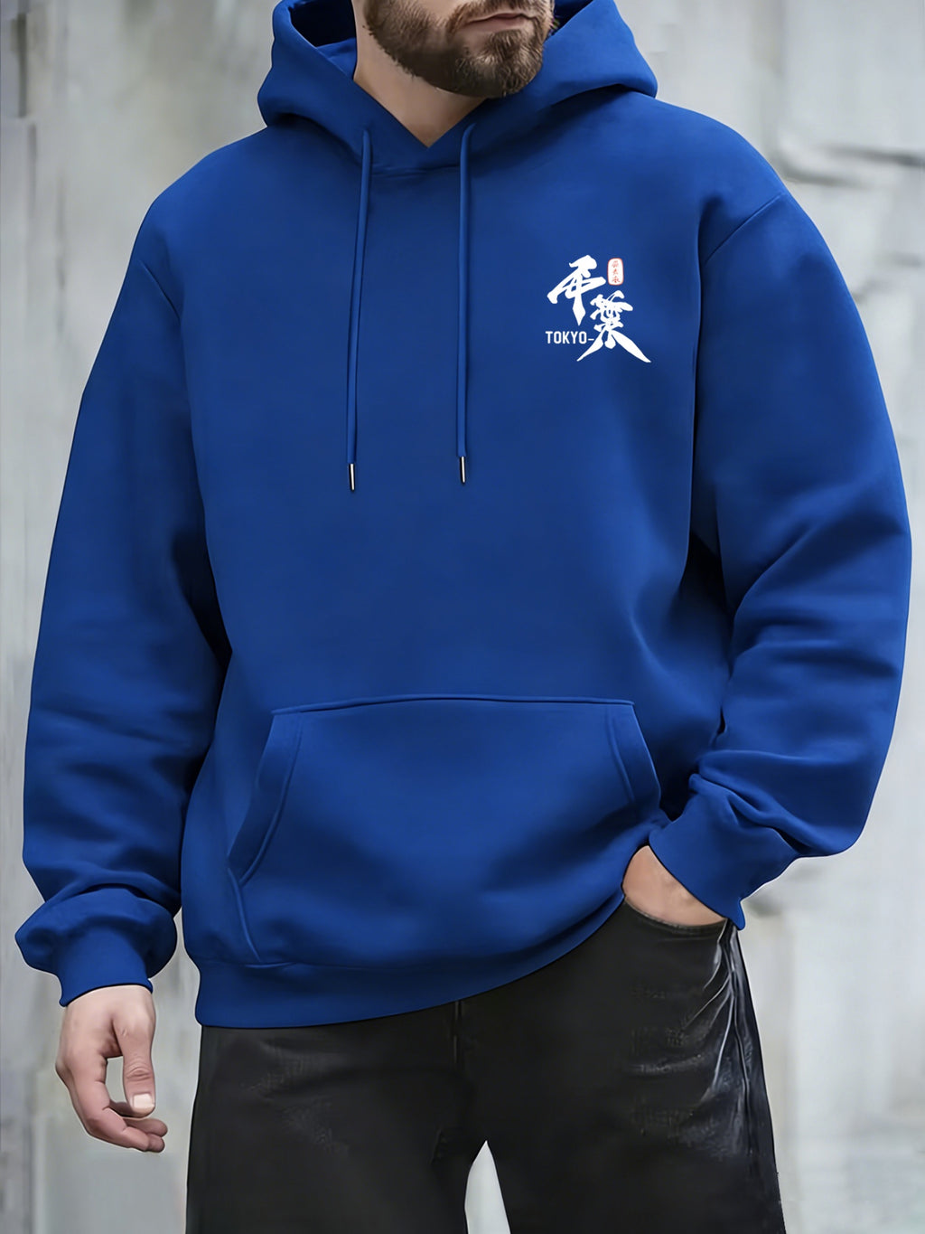 Men'S Japanese Samurai Kendo Warrior Hooded Sweatshirt | Casual Hooded, Heavy-weight, Slight Stretch Fabric, Geometric-pattern, Perfect for Spring/Fall - Blue