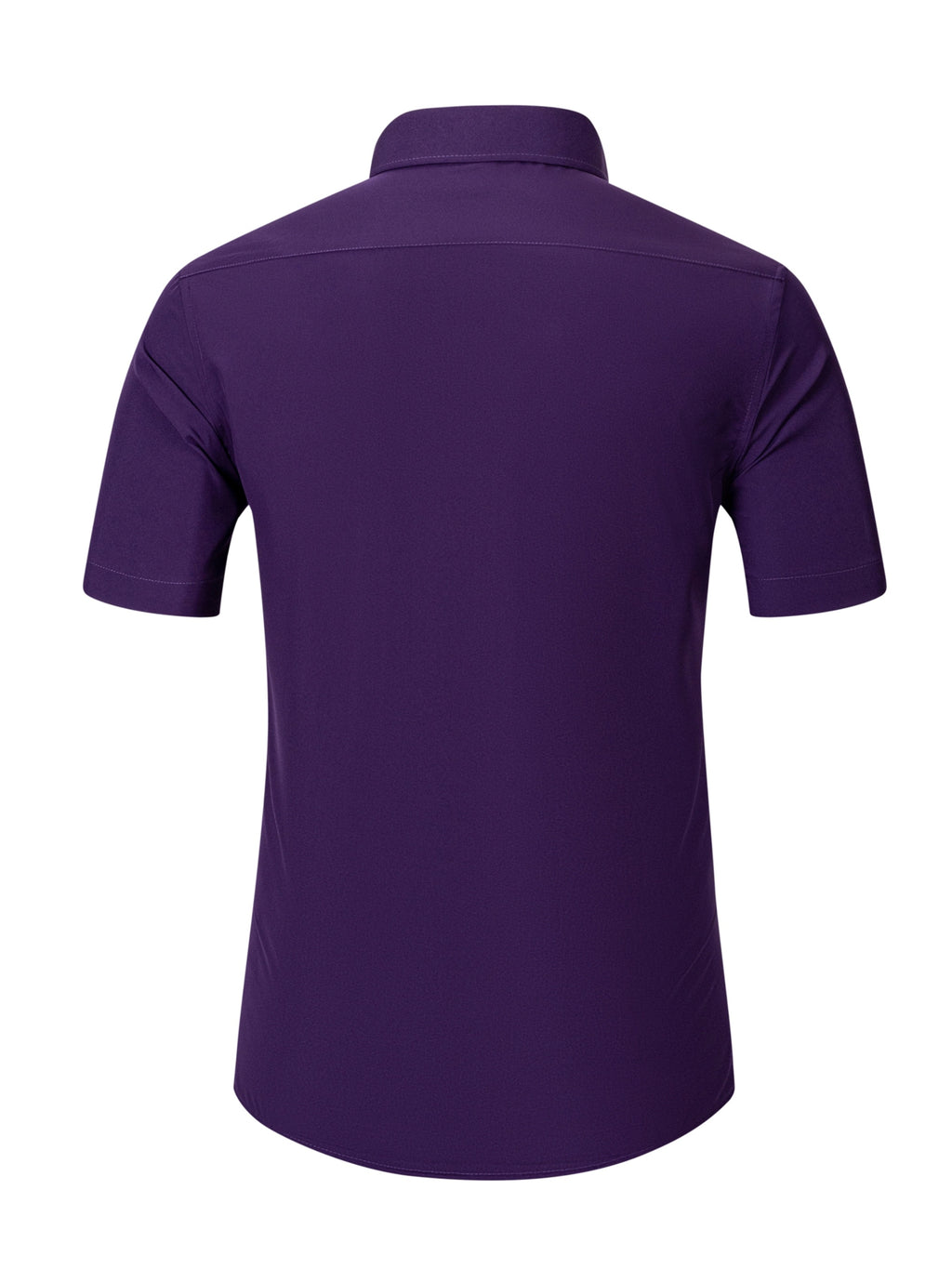 Men's Short-sleeve Shirt with Stand-up Collar/Henley Collar Design, Featuring Exquisite Peak-shaped Embroidery on the Chest - Deep Purple