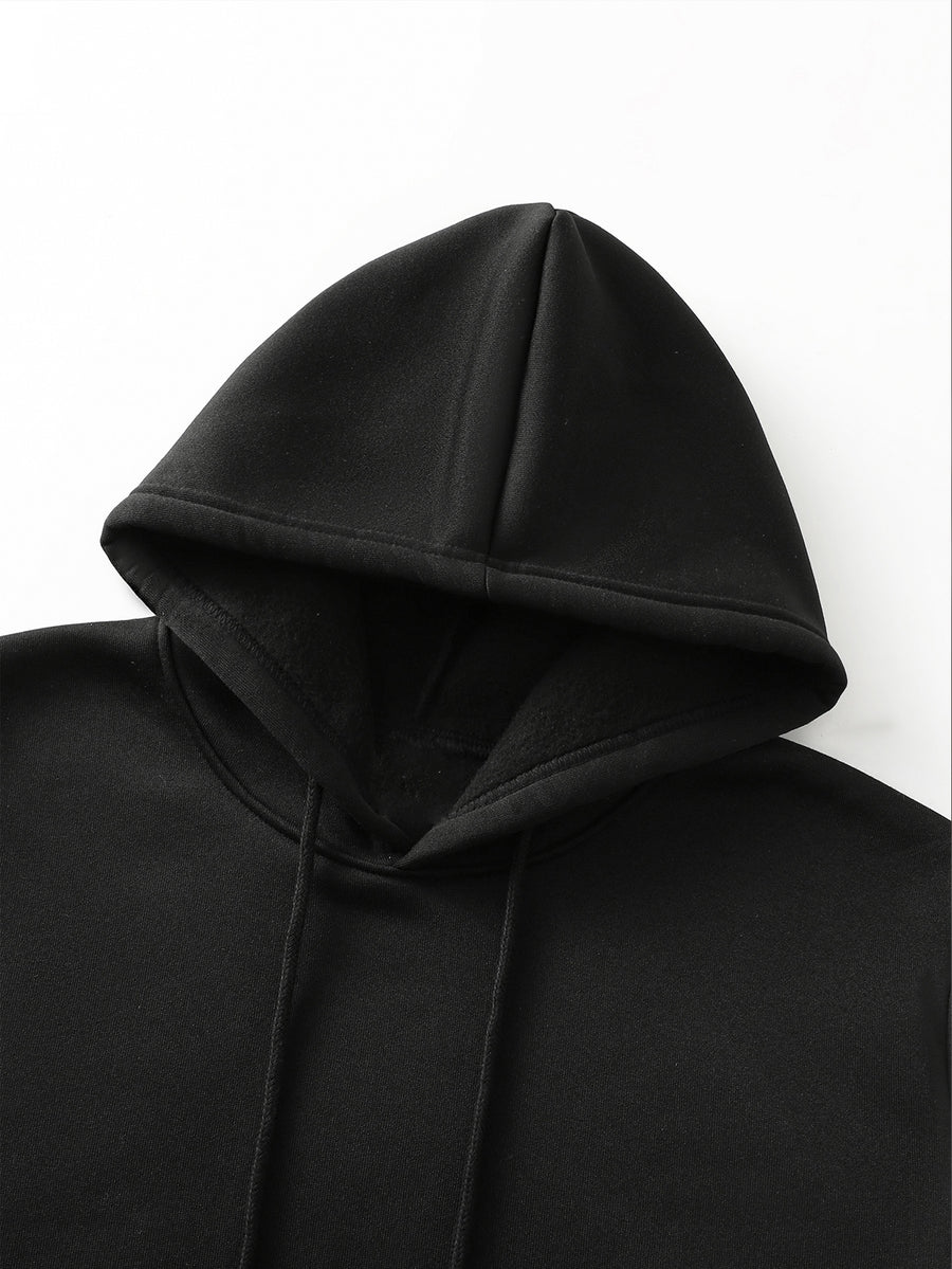 Solid Color Men'S Athletic Hooded Sweatshirt - Regular Fit with Front Kangaroo Pocket, Machine Washable, Casual And Sporty Style, Comfortable for Daily Wear - Casual Long Sleeve with Hood - Black