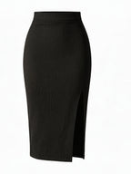 Targeted Development Women'S High-Waist Skirt Slit Long Dress Sexy Butt Skirt One-Step Skirt - Black