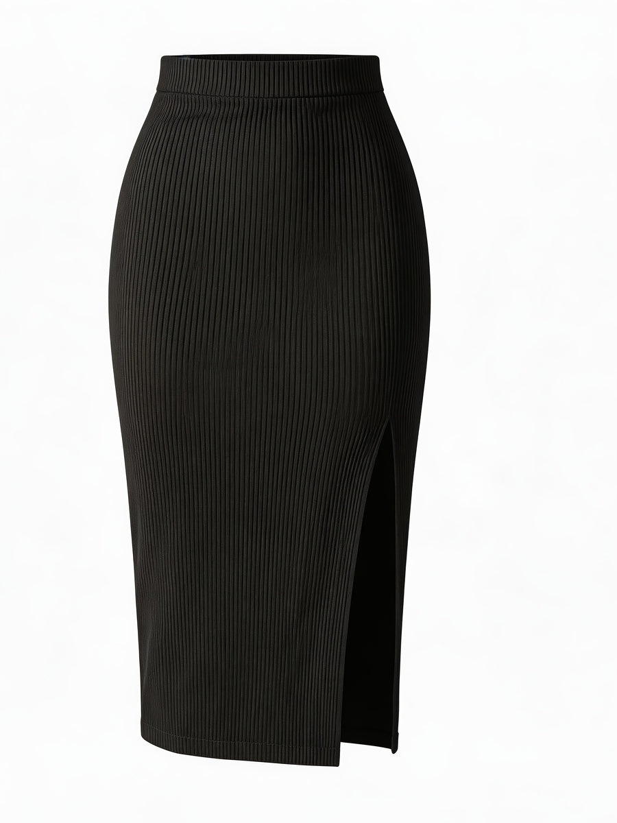 Targeted Development Women'S High-Waist Skirt Slit Long Dress Sexy Butt Skirt One-Step Skirt - Black