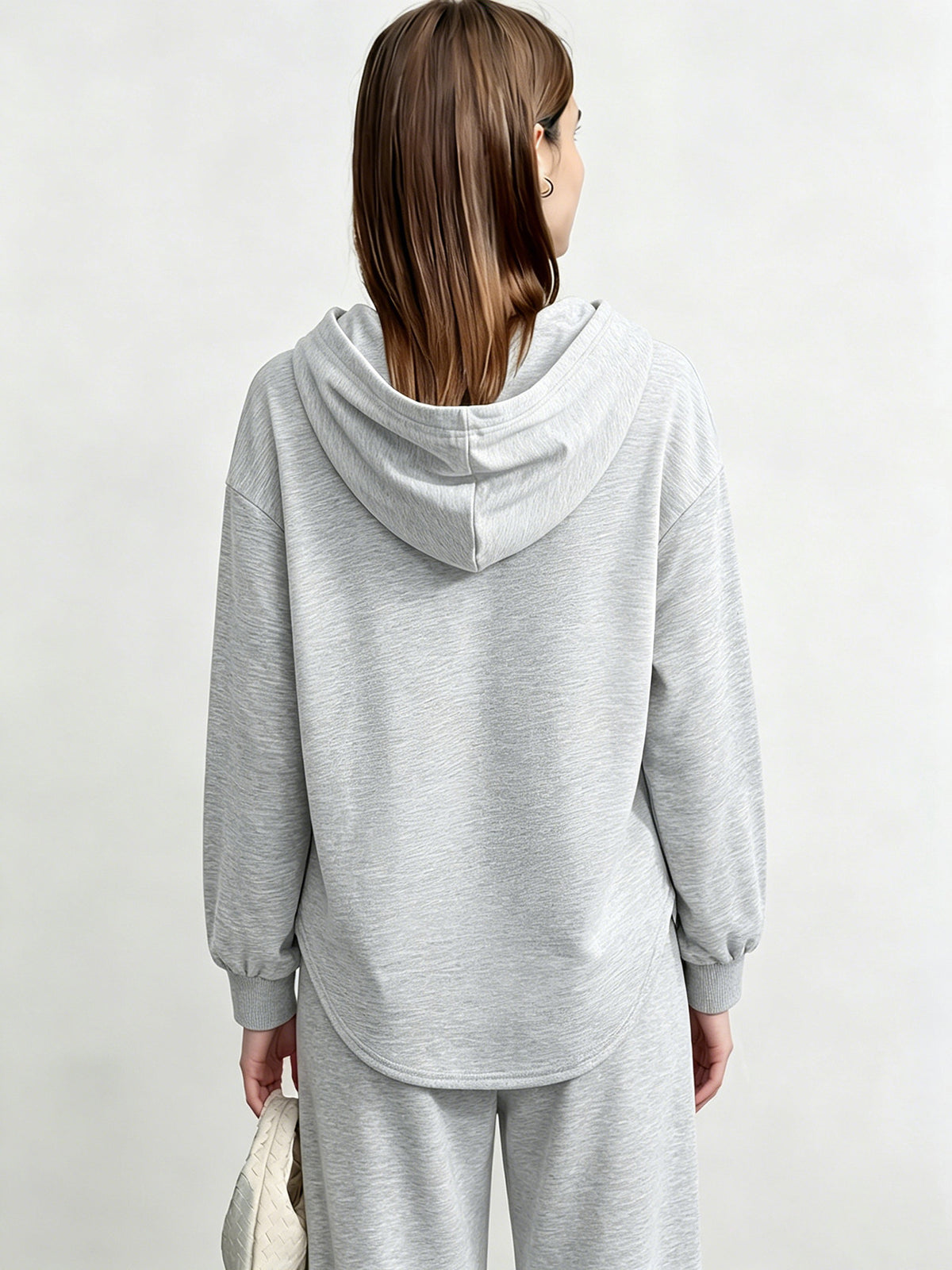 Women's Casual Long Sleeve Drawstring Hoodie And Elastic Waist Jogger Pants Set - Comfortable 2pcs Pullover Sweat Suit, Soft Loungewear, Relaxed Fit Activewear - Perfect for Yoga, Running, Gym Workout, Daily Wear, Traveling, Fitness, And Outdo - Light Grey