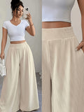 Women's Corduroy High-Waist Wide-Leg Pants - Off-white
