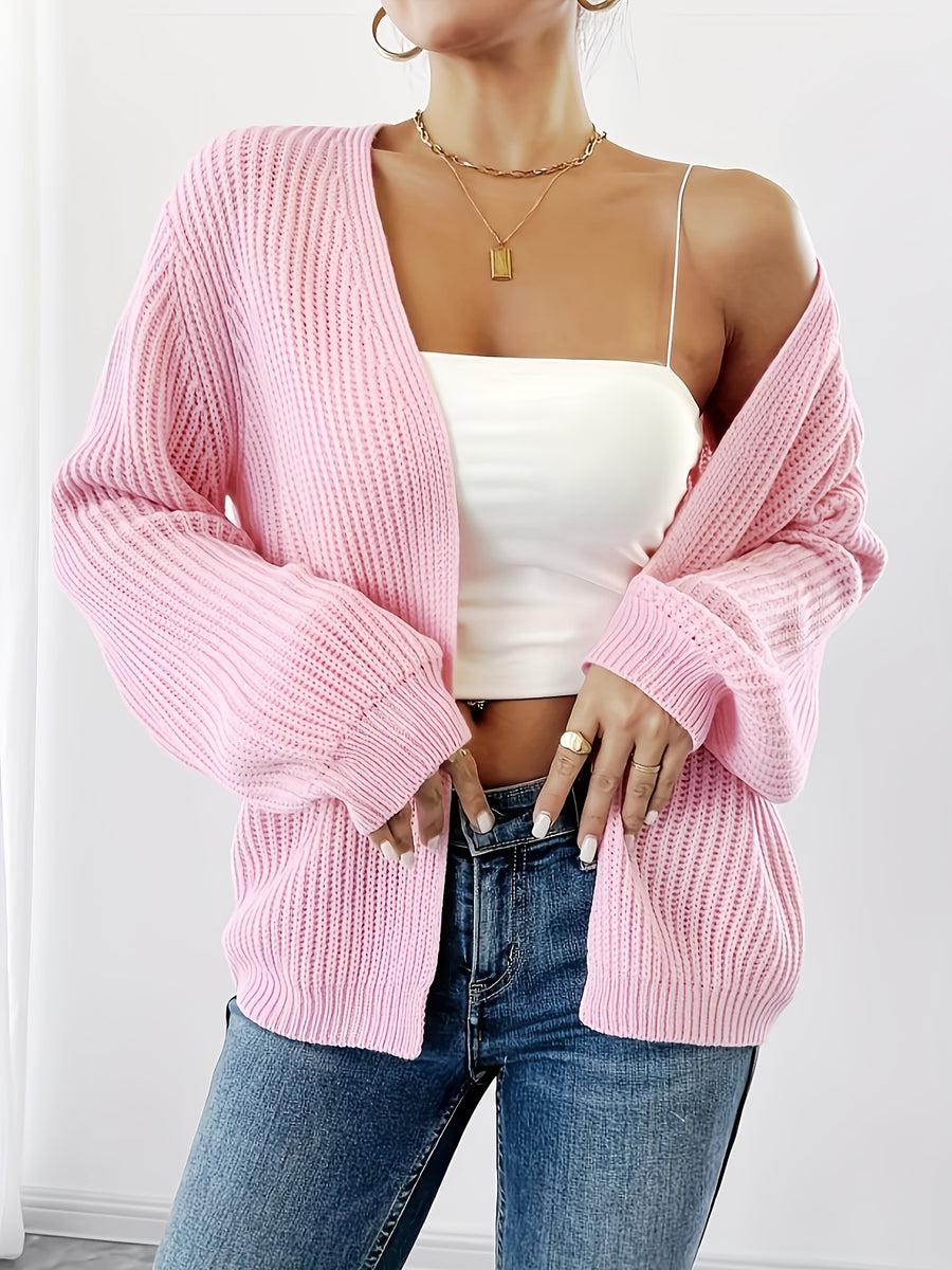 Women'S Comfortable And Good-Looking Long V-Neck Cardigan/Clear Texture Sweater/Very Suitable for Women/Spring Autumn Winter Style Sweater Essential for Women This Is a Set of Fashionable And Comfortable Women'S Clothing with Loose Fit And Lantern S - Pink Color