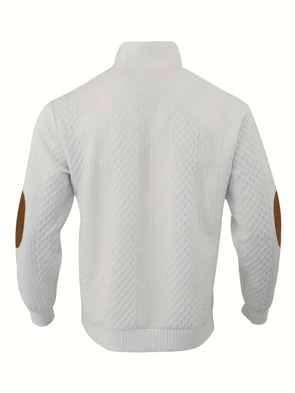 MILANO Italian Stand Collar Men'S Sweater Autumn Winter Jacquard Diamond Check Business Casual Half-Button Pullover, Knit - White