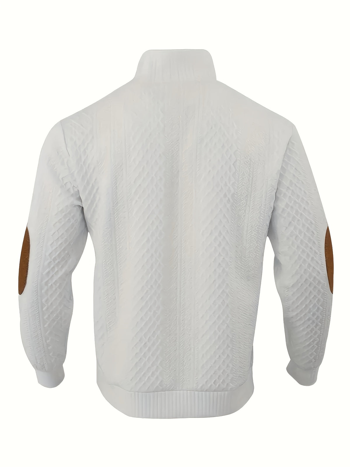 MILANO Italian Stand Collar Men'S Sweater Autumn Winter Jacquard Diamond Check Business Casual Half-Button Pullover, Knit - White