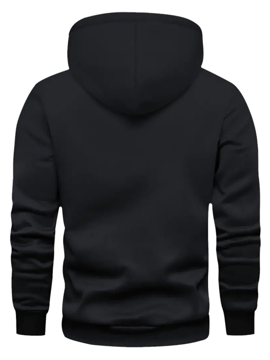New Arrival: Men'S Hooded Sweatshirt with Geometric Print And Wrinkle-Resistant Fabric - Perfect for Casual Outings And Active Days! - Black