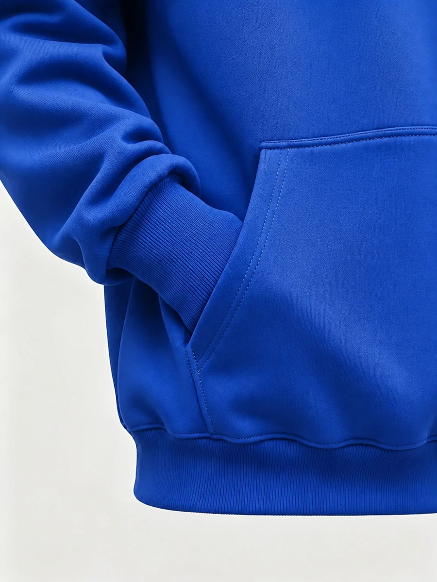 Men's Hoodie, Music Festival, Colorful Dripping Headphones Graphic, Pullover Sweatshirt, Streetwear Style, Casual Daily Wear Fall Winter, Front Print Design with Kangaroo Pocket And Drawstring Hood - Royal Blue