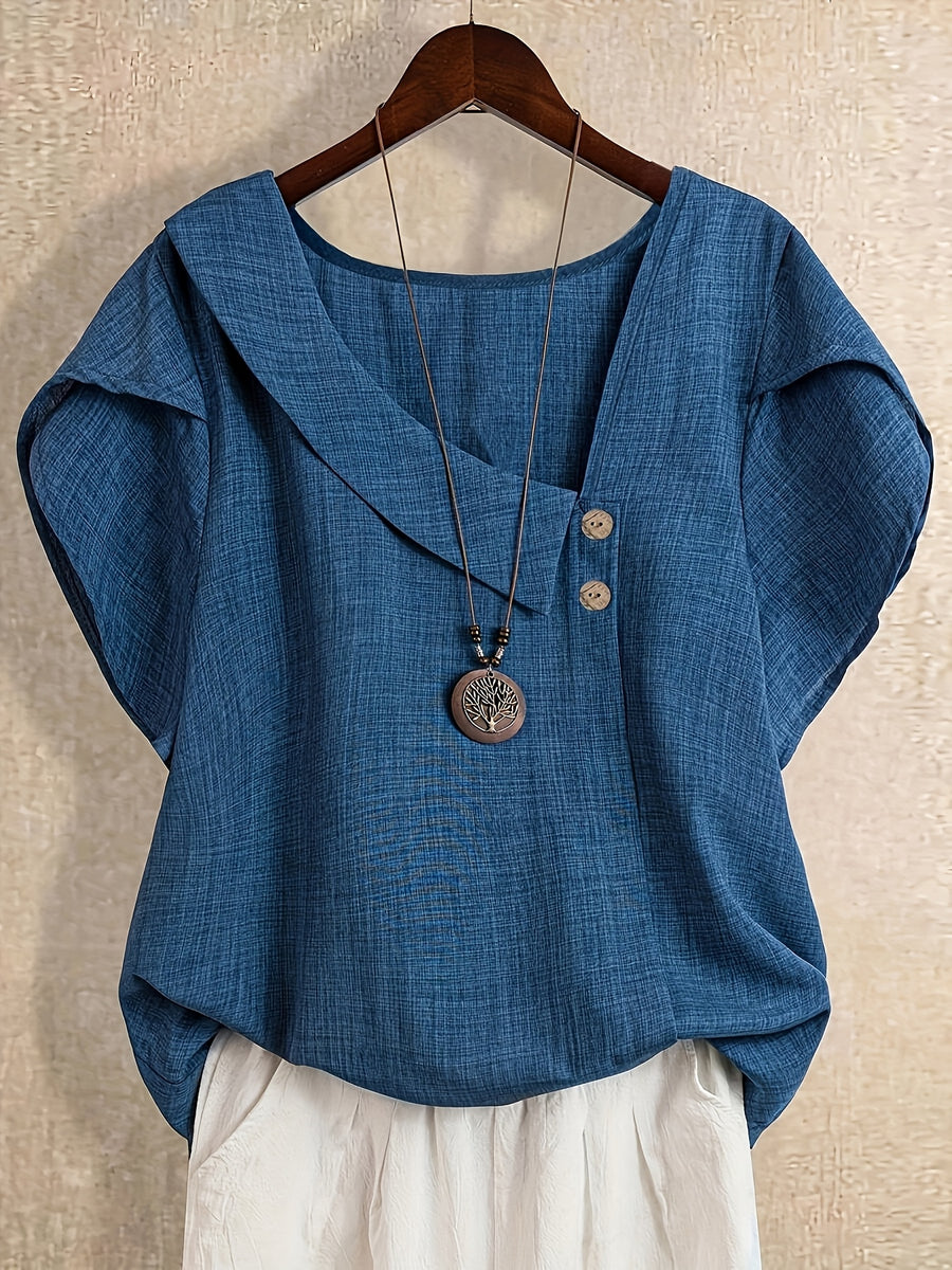 Women'S Solid Fashion Shirt for Summer - Blue