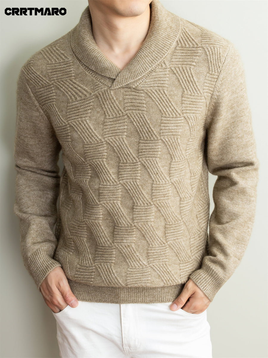 Men's Heavyweight Thick -Neck Sweater - Warm Winter Pullover Sweater Suitable for Fall & Winter, Casual Layering Top, Solid Color Regular Fit Sweater for Office, Outdoor, Casual Attire, Hand Washable Thick Sweater - Coffee Color
