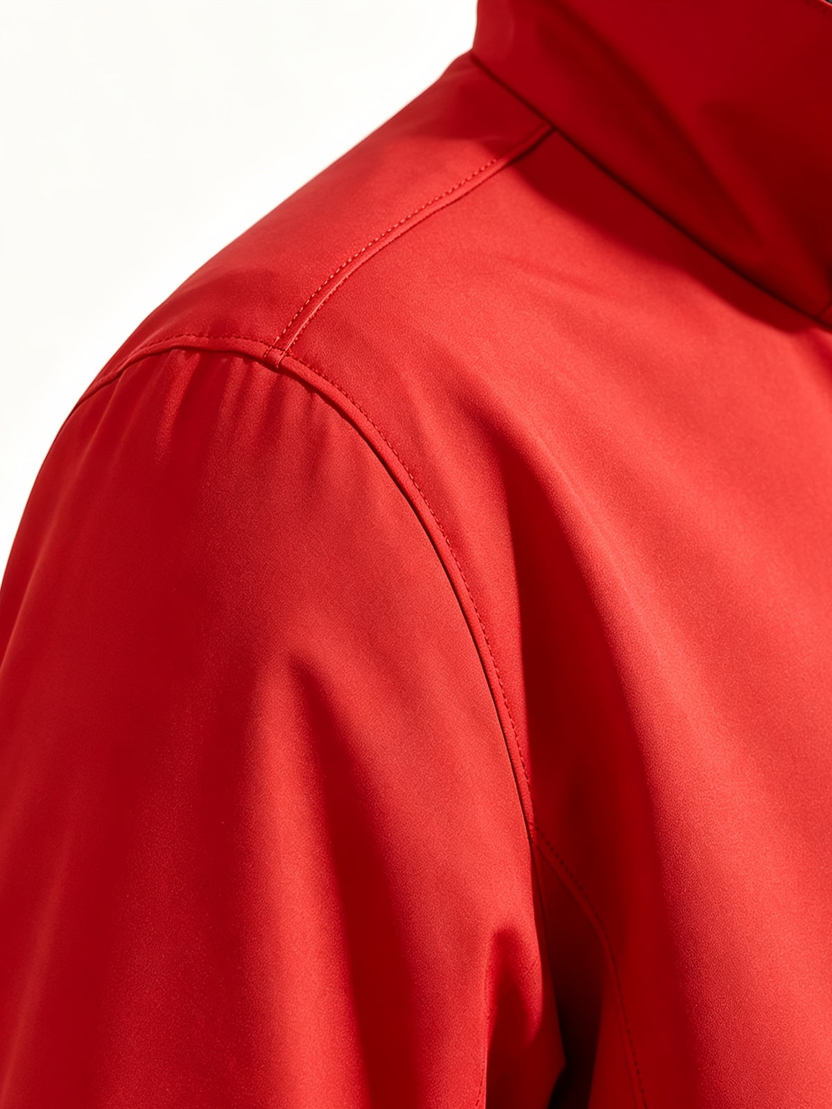 Gray- Head Pattern Contrast Lining Full Zip Stand Collar Windproof Jacket, Men Women Spring Autumn White Multi-Pocket Outdoor Fleece Coat Winter Clothes for Men - Red