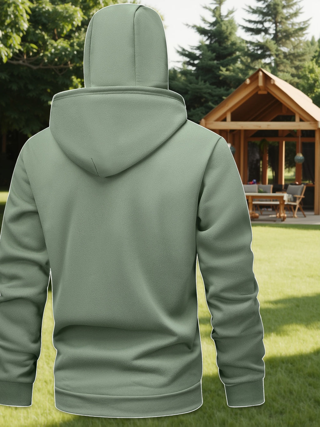 Men's New Full-Zip Protective Suit with Mask, Face Cover, and Face Protection Design. Zip-Up Hooded Protective Jacket for Cycling, Outdoor Climbing, Skiing, and Casual Wear - Light Green