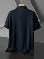 3pcs Pc Men's Quick-Dry Breathable Polo Shirts - Short Sleeve T-Shirts with Collar, Triangle Print & Suitable for Golf, Fishing, Beach, Camping | Multi-pc for Outdoor Activities | Casual Summer Wear, Hand Washable (No Transparency) - Charcoal-Black-Navy