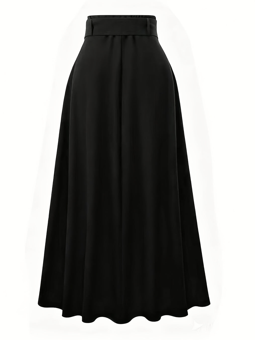 Elegant Women's Pleated Skirt for Daily and Holiday Wear, Christmas-Themed Color Palette, Elegant Korean-Style Belted Maxi Skirt - Black