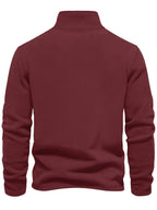 Men's Five-pc Versatile Sweatshirt, Half-Zip Stand Collar Daily Casual Top - Mint Green + Navy Blue + Deep Red + Reddish Brown + Orange