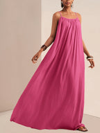 Women'S Solid Color Cami Dress - Rose Red