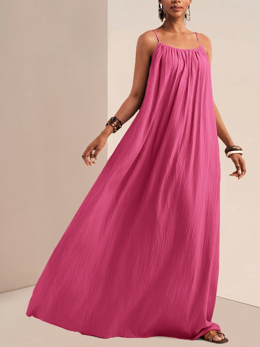 Women'S Solid Color Cami Dress - Rose Red