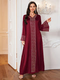 Ramadan Middle East Special Edition Women's Elegant Loose-Fit Casual Long Dress - Deep Red