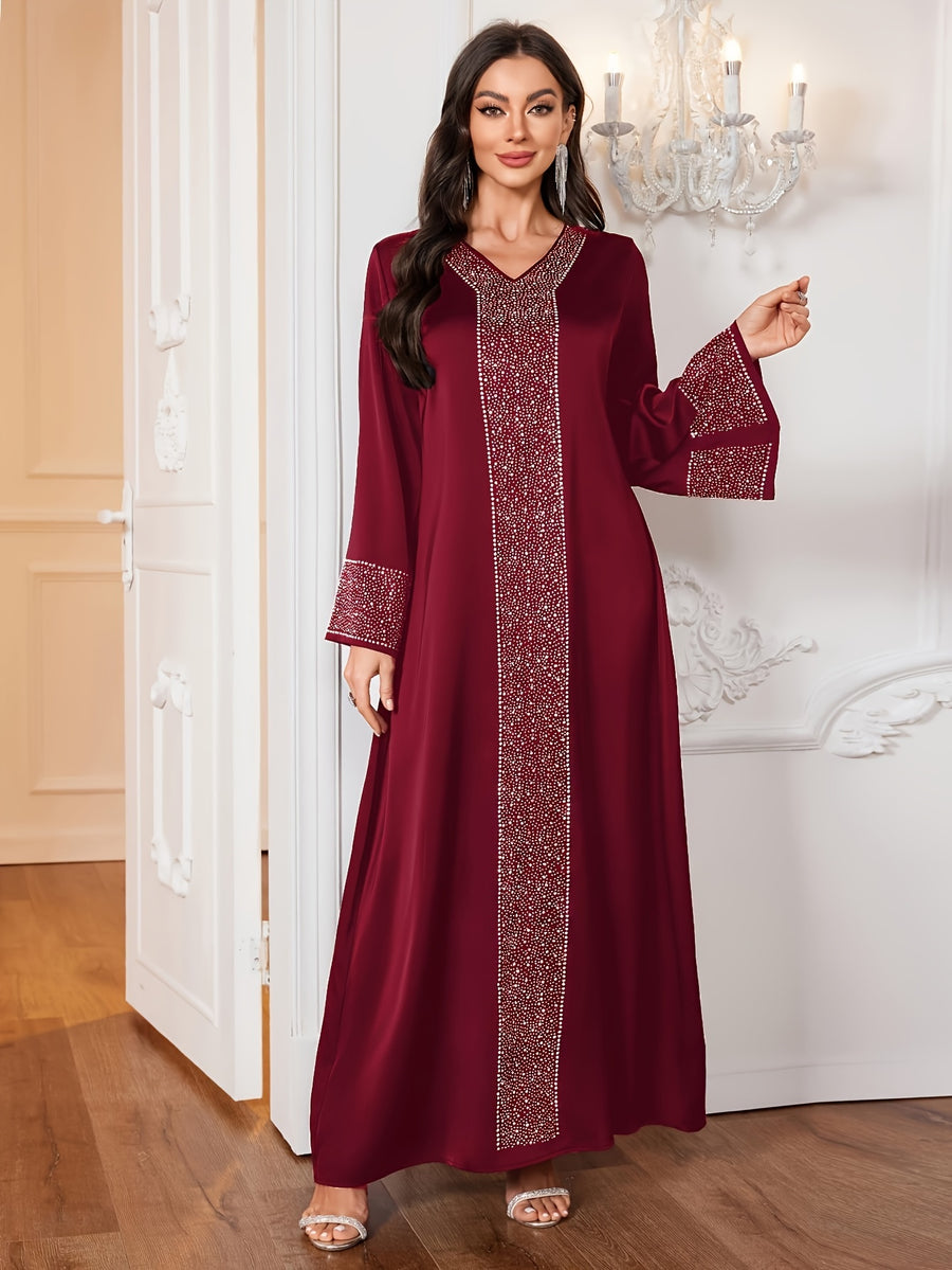 Ramadan Middle East Special Edition Women's Elegant Loose-Fit Casual Long Dress - Deep Red