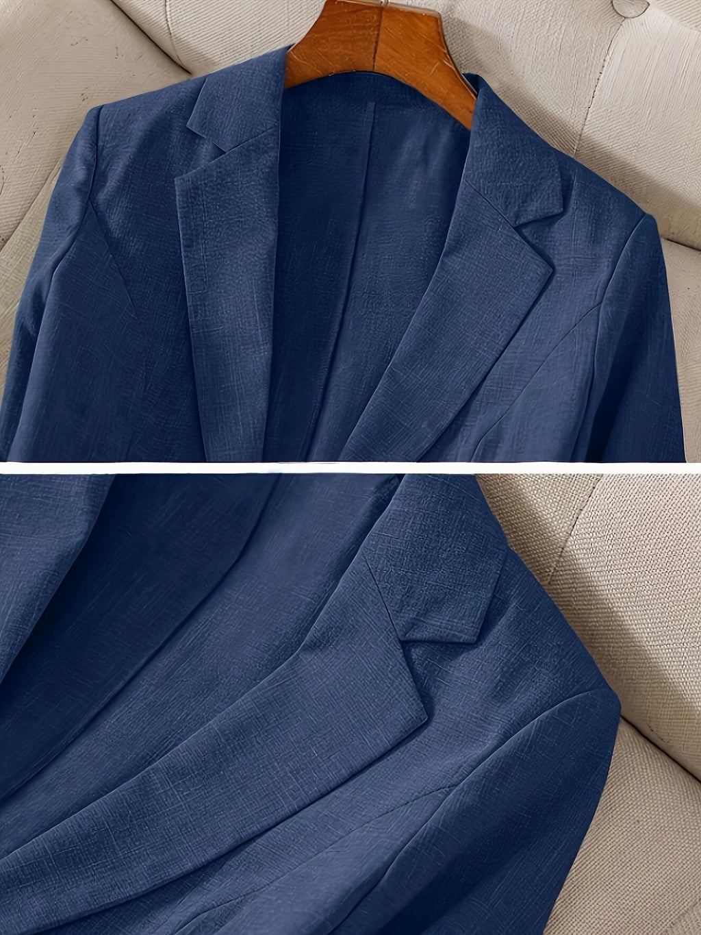 Women's Casual Work Jacket with Pockets for Summer - Blue Navy