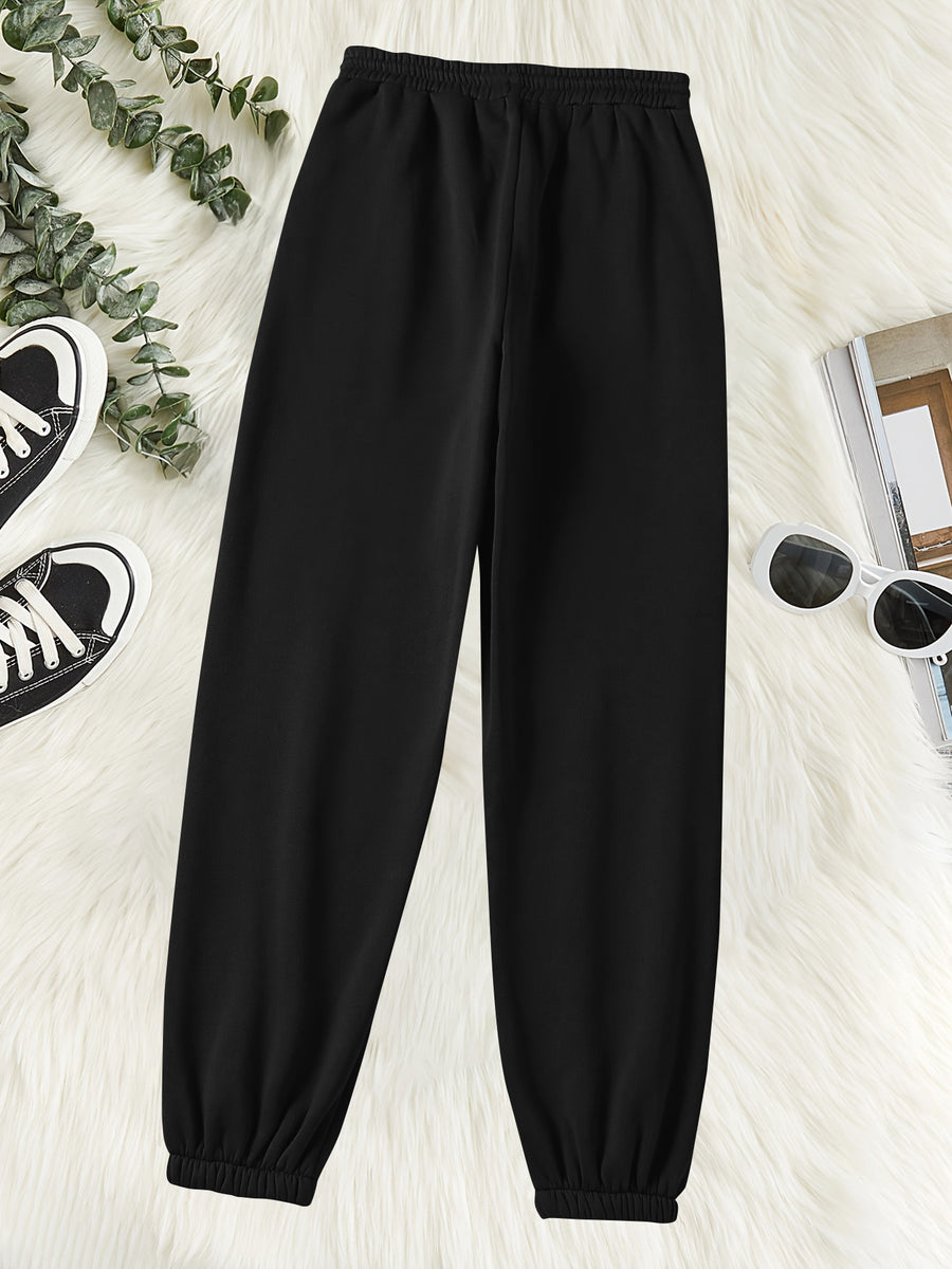 MOUNTAIN, Women'S Casual Sweatpants, Autumn Winter Trendy Fashion Printed Loose Breathable Versatile Fleece-Lined Thickened Warm Sweatpants - Black