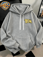 WB Men's. Official Licensed Hooded Sweater Hoodie - Retro Print (Loose Fit Hooded with Iconic WB), Machine Washable Casual Sweater Suitable for Fall/Winter, Daily Wear & for or Outings - Light Grey