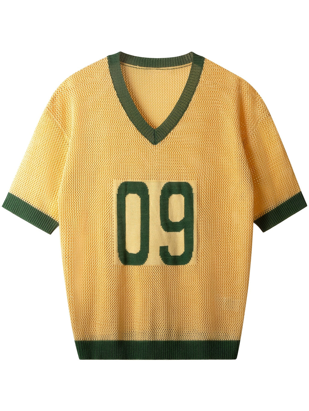 Spring Summer New Men'S Short Sleeve Hollow Loose Knit Pullover Top V-Neck Pullover Casual Outdoor Top - Yellowish-brown