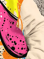 Digital Print - Fashionable Women'S Loose Casual Street Style Hooded Sweatshirt with Colorful Cartoon Dogs And Splatter Background, Easy to Wear, Color-Blocking Design, Loose Fit, Trendy Top, Fits The Current Popular Relaxed Style - Mixed colors