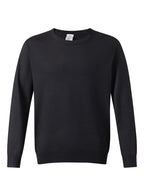 Men's Long-Sleeve Knit Sweater, Simple Style, Fashionable Men's Apparel, Regular Fit Versatile Crew Neck Knit T-Shirt, Suitable for Outdoor Leisure and Daily Wear - Black