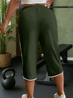 New Spring And Summer Solid Color Casual Comfortable Mid-Length Sweatpants for, Fitness, And with Pockets. - Olive Green