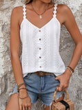 2025 Spring/Summer New Button Decor, Elegant and Chic Floral Strap Camisole Top for Women - White