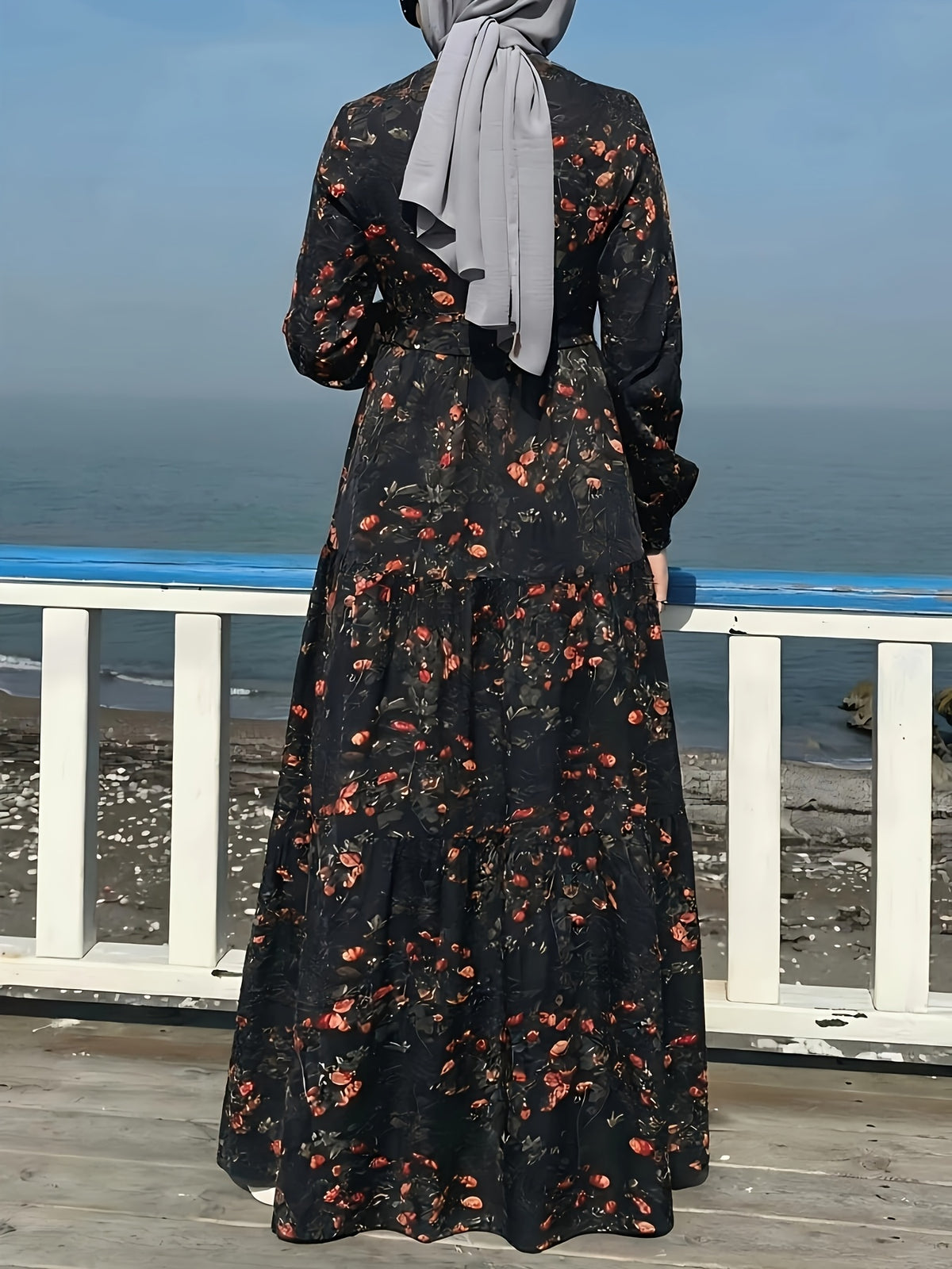 Fashionable and Elegant Printed Dress 8330-1 - Black