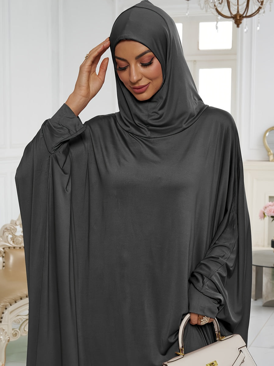 1pc Elegant And Fashionable Hooded One-Piece Abaya Été Abaya Femme Women Abaya Muslim Dress Robe Été Abaya Femme Prayer Jilbab - Black