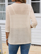Elegant Casual Open Collar Semi-Transparent  Coat - Apricot