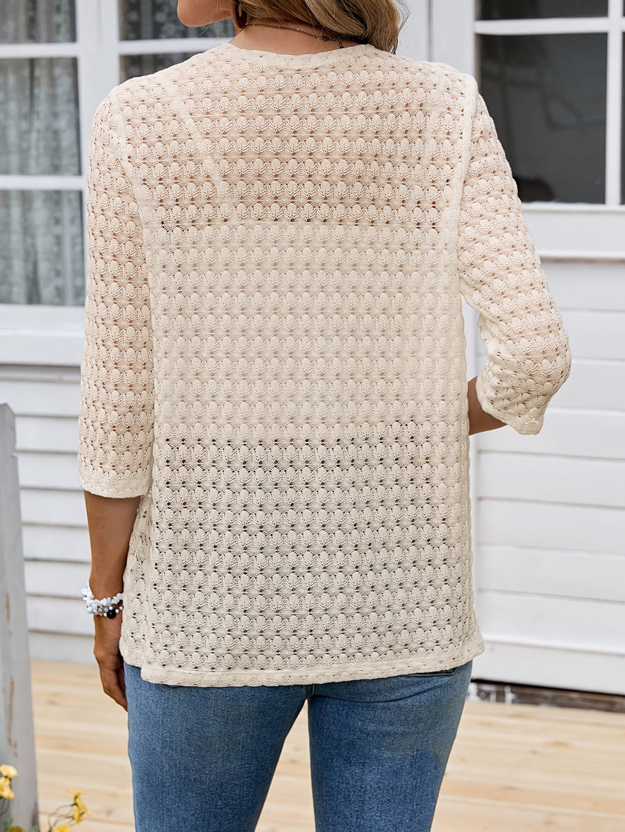 Elegant Casual Open Collar Semi-Transparent  Coat - Apricot