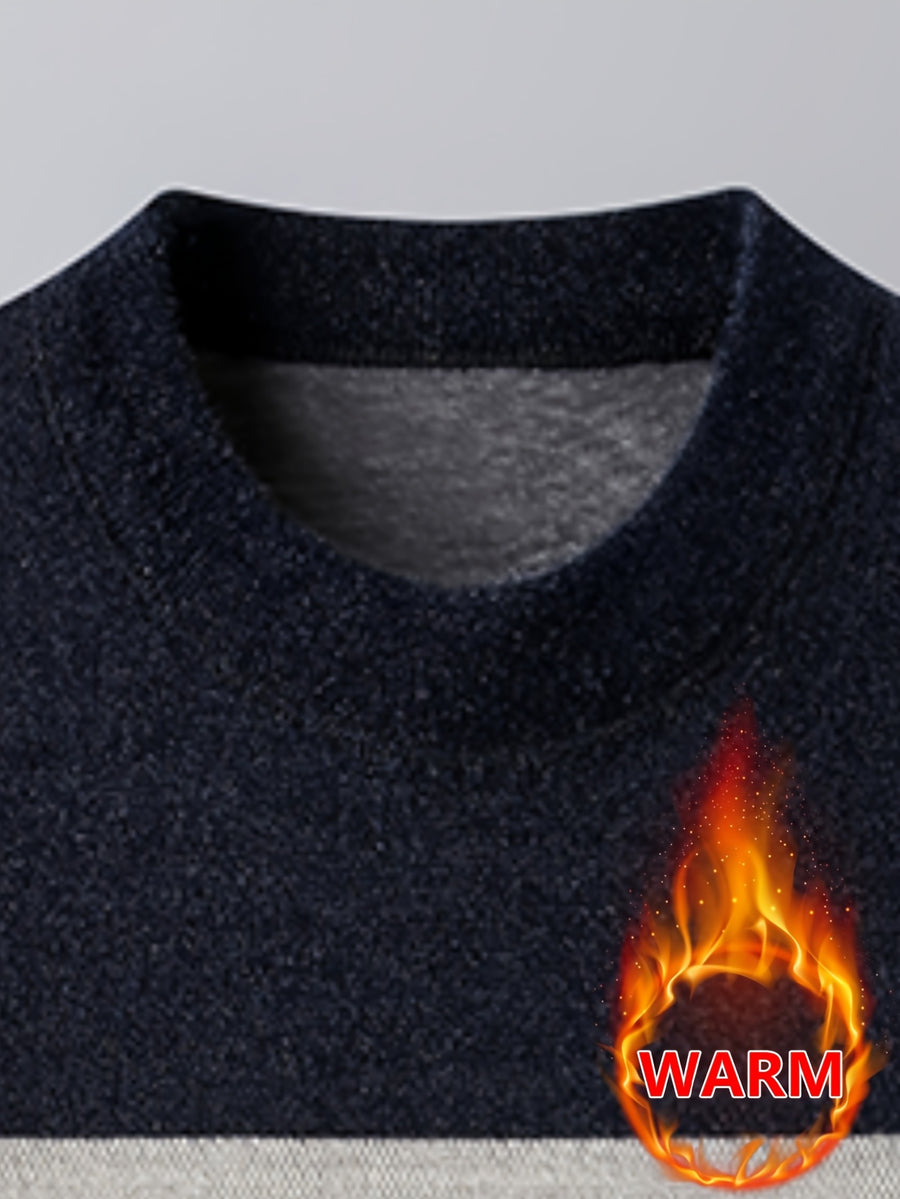 Minimalist Urban Fleece Round Neck Sweater Warm City Casual, Knit - Shangqing