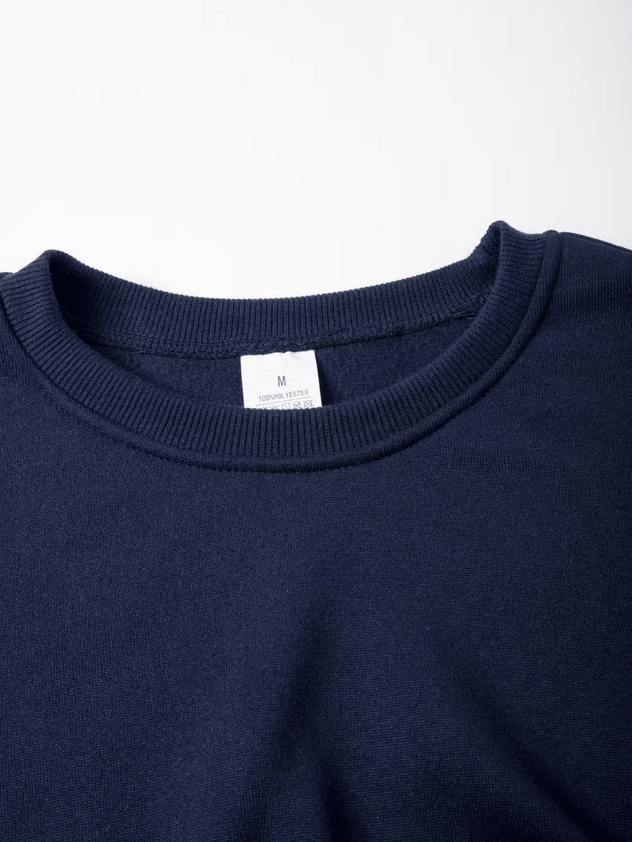 Men's Casual Style, Men's Crewneck Sweatshirt, Boston Black And Golden Property Of Print, Polyester Fiber, Suitable for Men Daily Wear And Sports Scenes - Navy Color