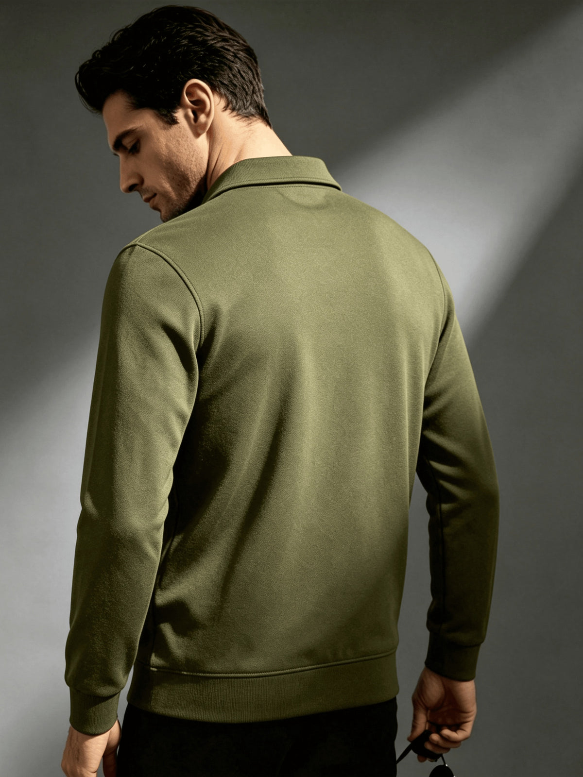 2026 New Men'S Long Sleeve Cargo Polo Sweatshirt, Double Pocket Lapel Design, Autumn Casual Commuter Pullover Top, Christmas Thanksgiving Gift for Boyfriend Husband - Olive Green