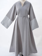 1pc Intricate Embroidery Arabian Ramadan Dubai Maxi Dress Casual Loose Abaya Muslim Women'S Ball Gown Dress Jalabaya - Grey