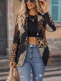2026 New Style Fashionable and Elegant Multicolor Black-Brown Graffiti Leopard Print Waist-Cinching Casual Commuter Blazer for Women with Lining - Mixed colors