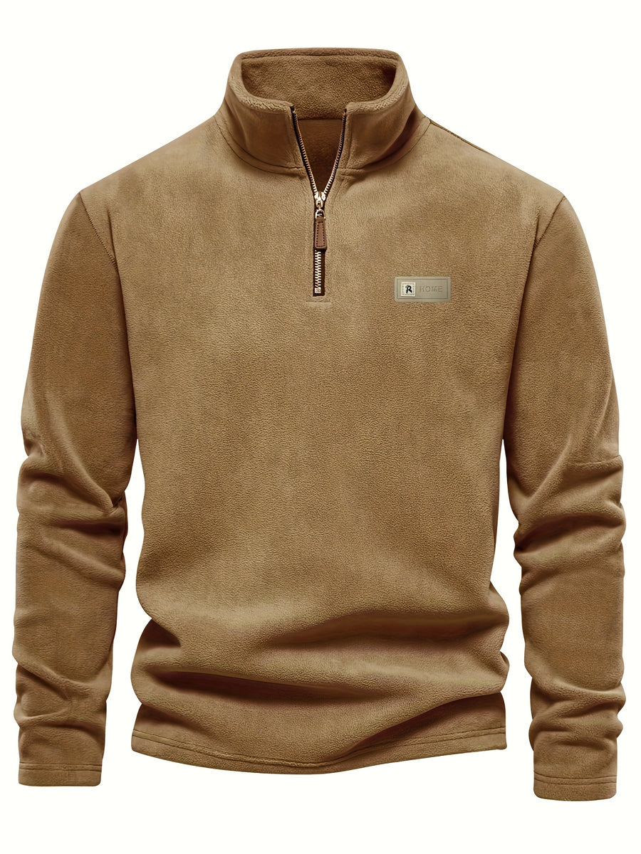 Autumn-Winter Plush Top Half-Zip Sweatshirt Trendy Warm Clothing - Orange