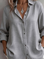 Women'S Elegant Solid Color Commuter Shirt - Light Grey