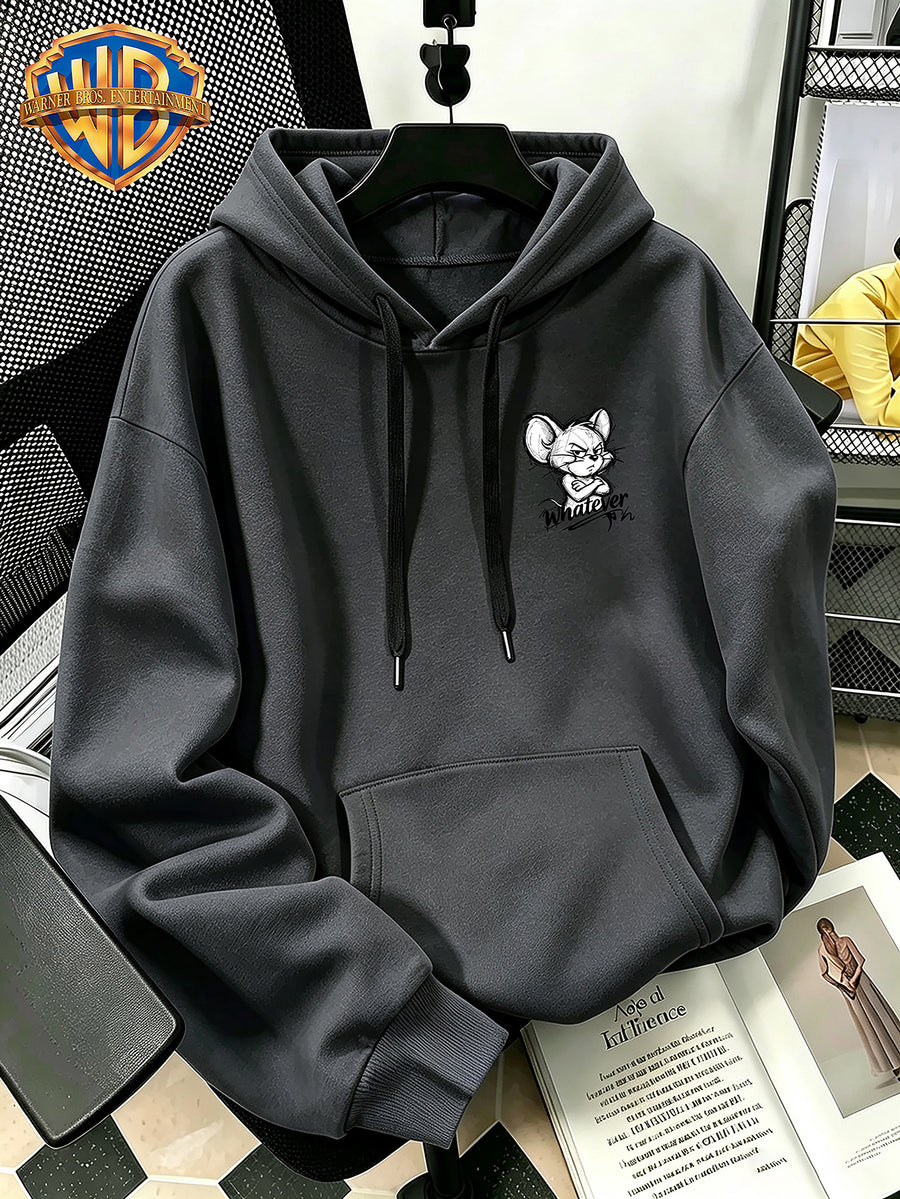 Halloween/Back to School/Date Night/Father'S Day Gift Choice - Sketch Style Cute Little Mouse Print Hoodie - Men'S Essential Hoodie with Pockets And Drawstring Design, Ideal for Warmth, Perfect for Casual Wear Or Outdoor Activities - Unisex - Dark Gray