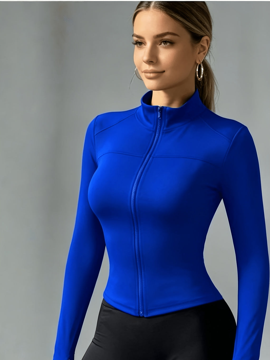 New Women's Casual Quick-Dry Zip-Up Jacket Sport Top - Blue