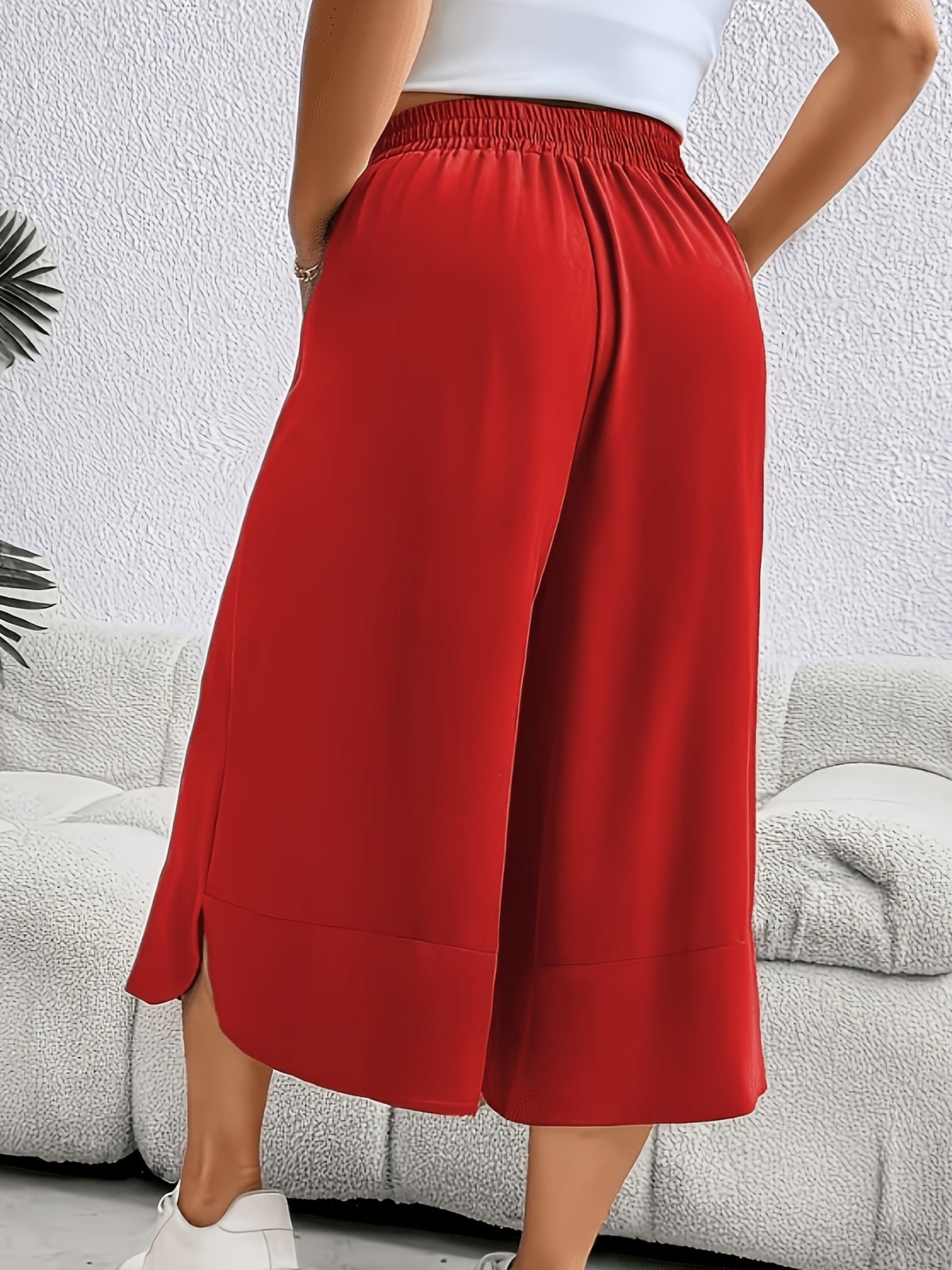 Women'S Fashion Wide Leg Pants - Red