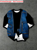 [New Style] Summer Men'S Short Sleeve T-Shirt Imitation Faux Denim Loose All-Match Round Neck Top Trendy Casual Short Sleeve Base Layer - Mixed colors