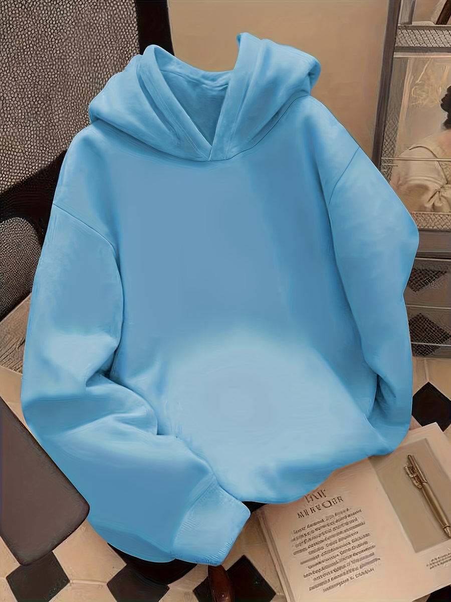 2026 Autumn/Winter New Sweatshirt (Hooded Sweatshirt Without Pockets, Women'S Style) with Animal Flowers, Letters And Other Elements Printed Fashionable And Trendy New Hooded Sweatshirt, Versatile Casual Long-Sleeved Sweatshirt - Light Blue